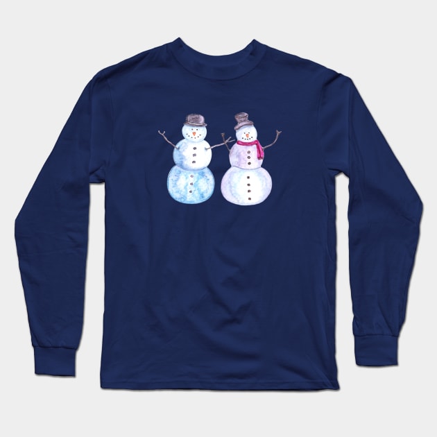 Smiley Snowmen Friends Long Sleeve T-Shirt by Neginmf